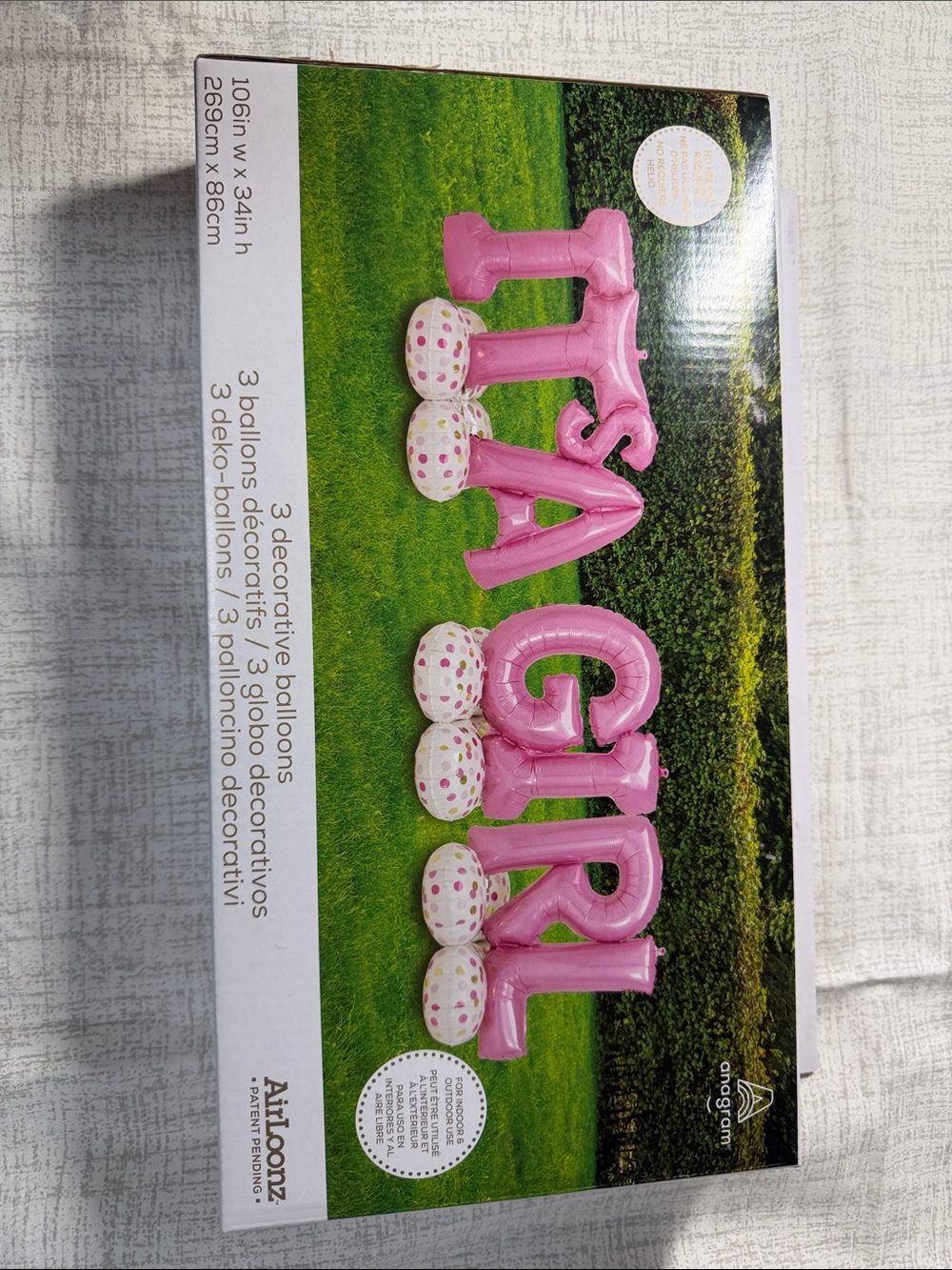 ITS A GIRL balloon. New. Never used